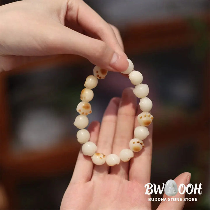BWOOOH Cute Cat Paw Claw Bodhi Seed Peace Bracelet - 16-17mm - Bracelet