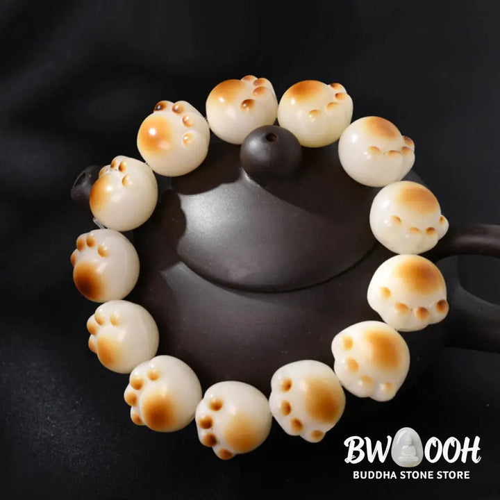 BWOOOH Cute Cat Paw Claw Bodhi Seed Peace Bracelet - 16-17mm - Bracelet