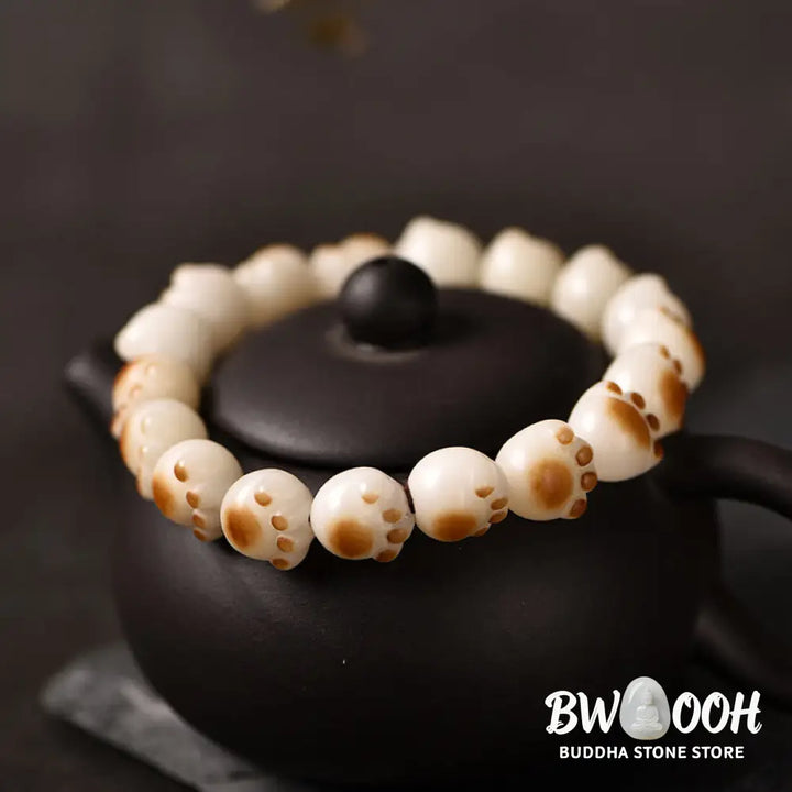 BWOOOH Cute Cat Paw Claw Bodhi Seed Peace Bracelet - 16-17mm - Bracelet