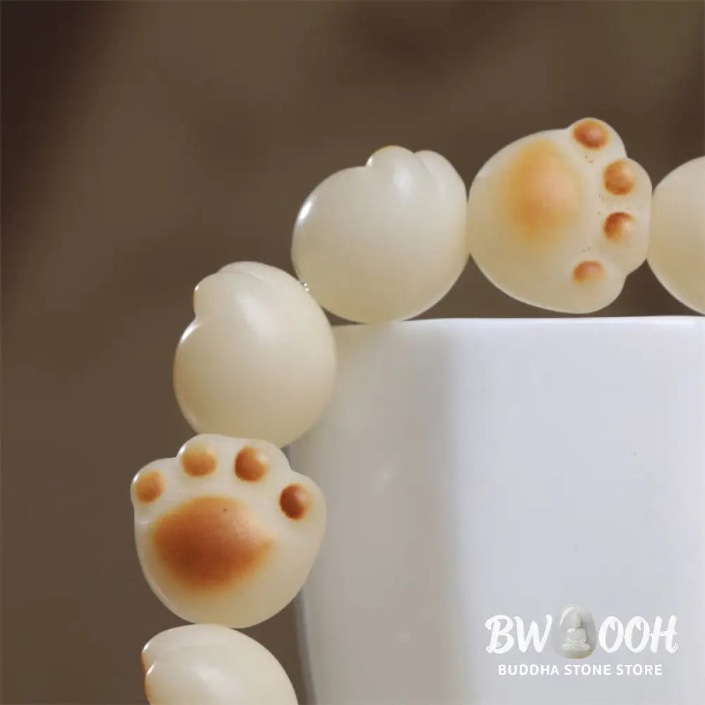 BWOOOH Cute Cat Paw Claw Bodhi Seed Peace Bracelet - 16-17mm - Bracelet
