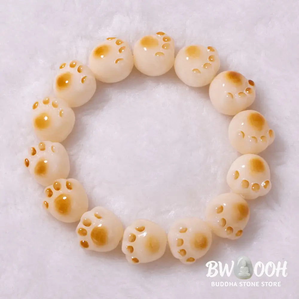 BWOOOH Cute Cat Paw Claw Bodhi Seed Peace Bracelet - 16-17mm - Bracelet