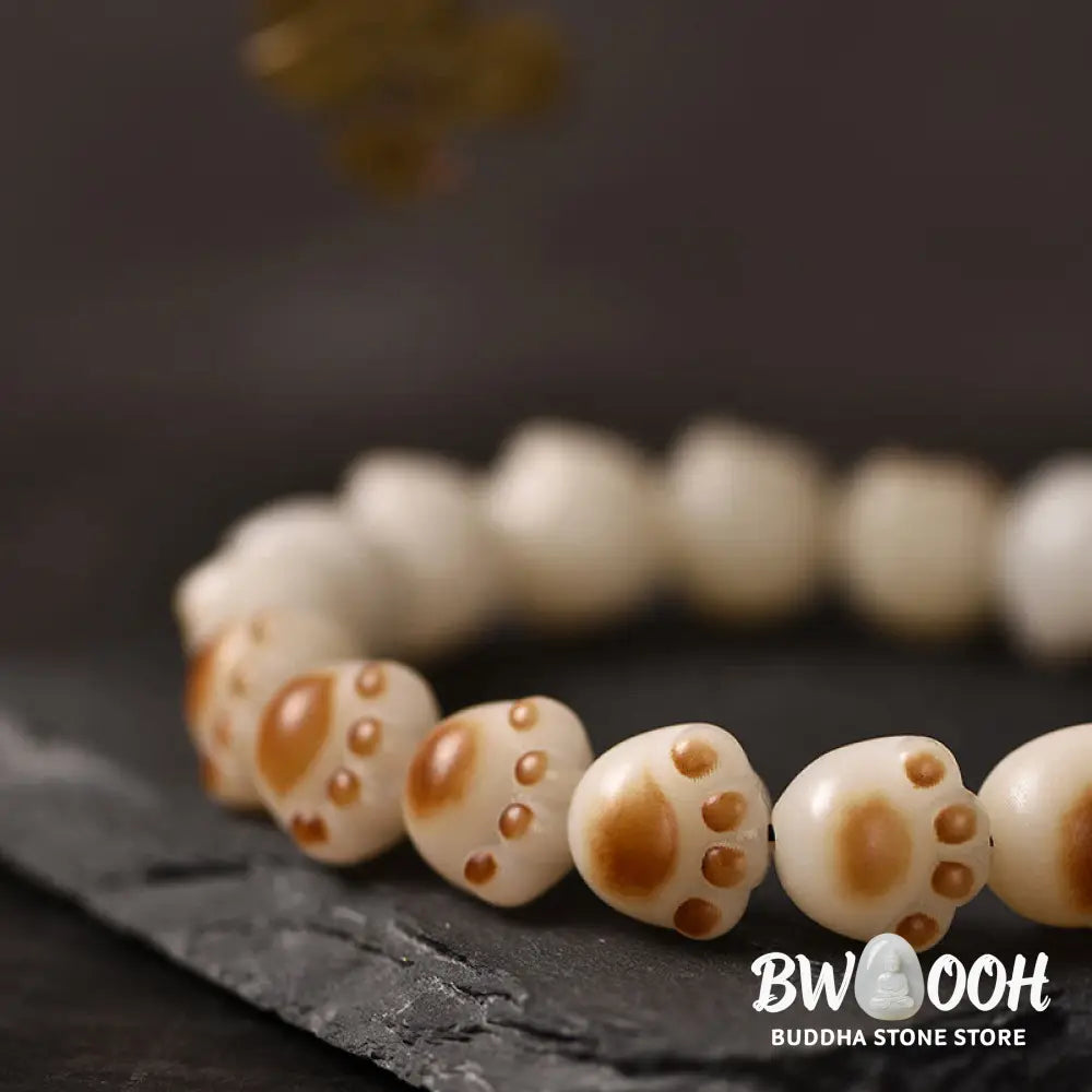 BWOOOH Cute Cat Paw Claw Bodhi Seed Peace Bracelet - 16-17mm - Bracelet