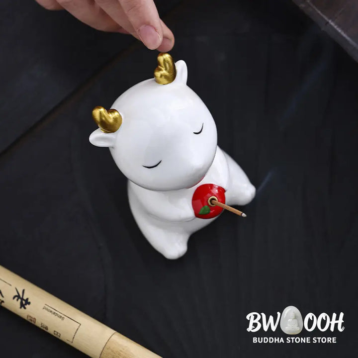 BWOOOH ceramic incense burner - Cute Deer Holder Healing Ceramic In