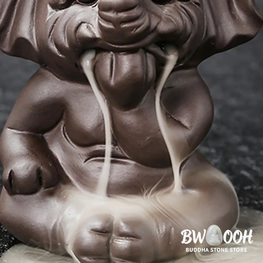 BWOOOH handcrafted backflow incense burner - Cute Elephant Purple Clay Backflow 