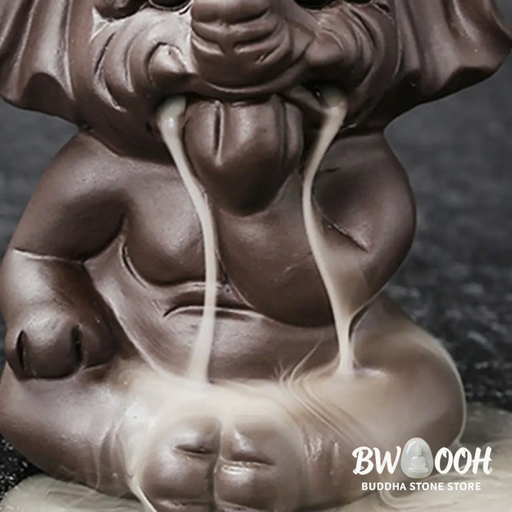 BWOOOH handcrafted backflow incense burner - Cute Elephant Purple Clay Backflow 