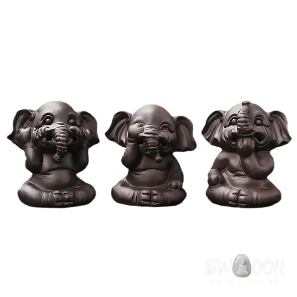 BWOOOH handcrafted backflow incense burner - Cute Elephant Purple Clay Backflow 