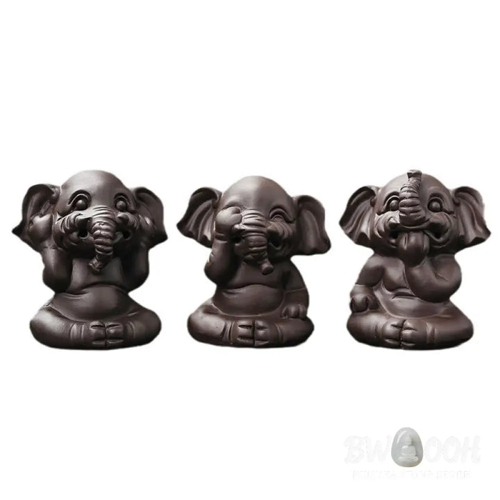 BWOOOH handcrafted backflow incense burner - Cute Elephant Purple Clay Backflow 