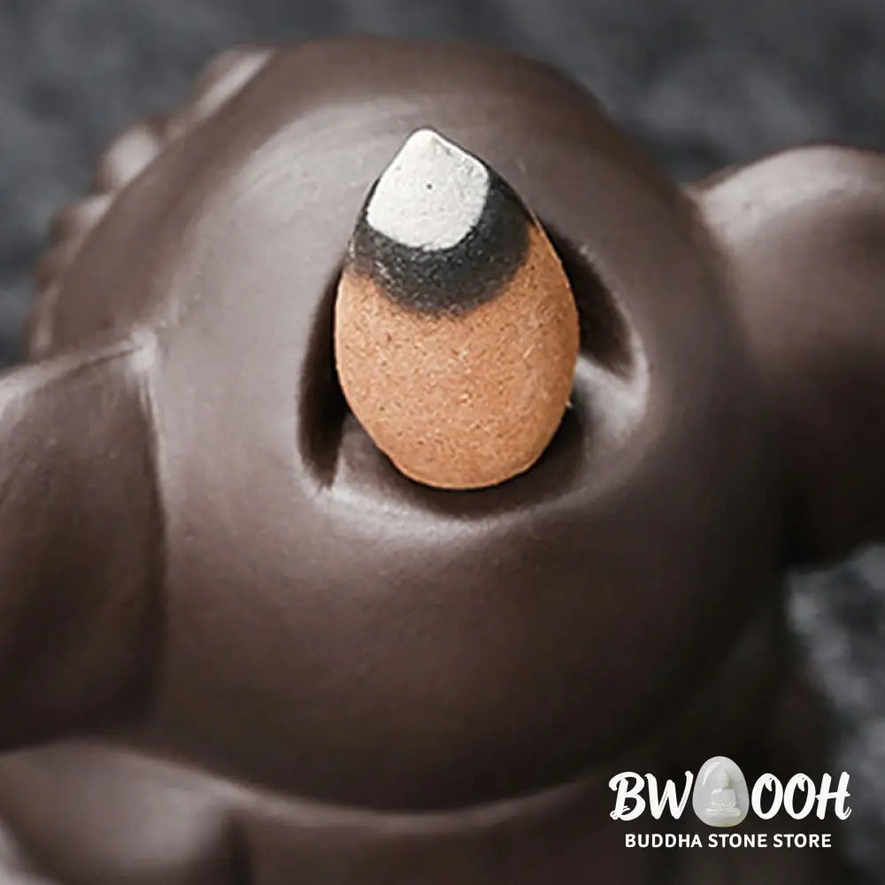 BWOOOH handcrafted backflow incense burner - Cute Elephant Purple Clay Backflow 