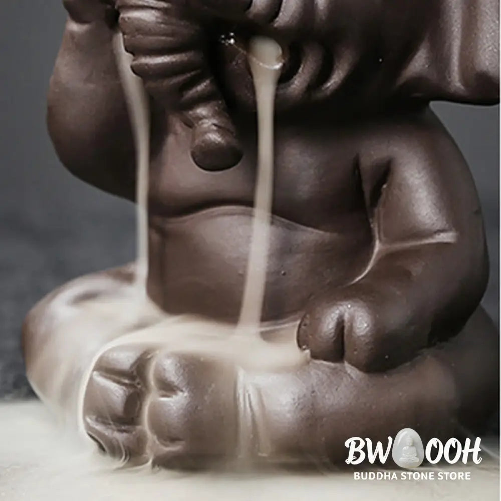 BWOOOH handcrafted backflow incense burner - Cute Elephant Purple Clay Backflow 