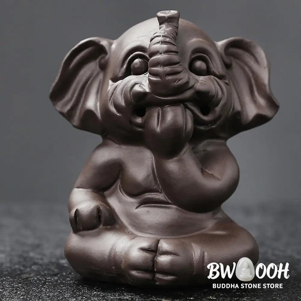 BWOOOH handcrafted backflow incense burner - Cute Elephant Purple Clay Backflow 