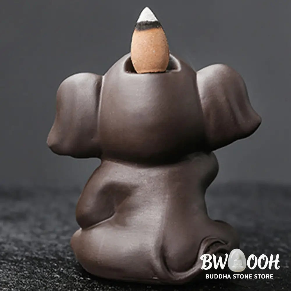 BWOOOH handcrafted backflow incense burner - Cute Elephant Purple Clay Backflow 