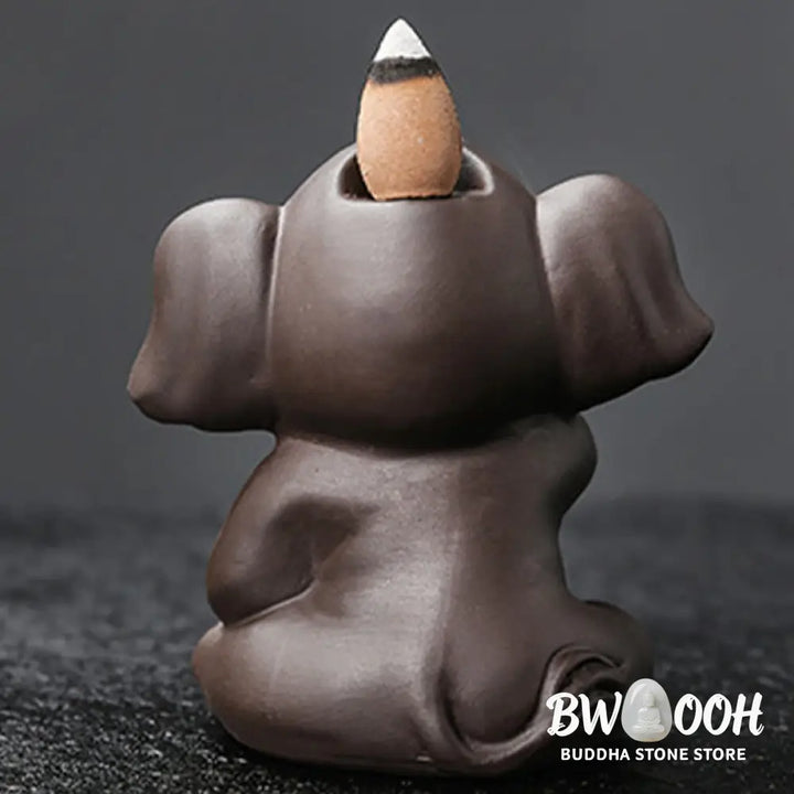 BWOOOH handcrafted backflow incense burner - Cute Elephant Purple Clay Backflow 