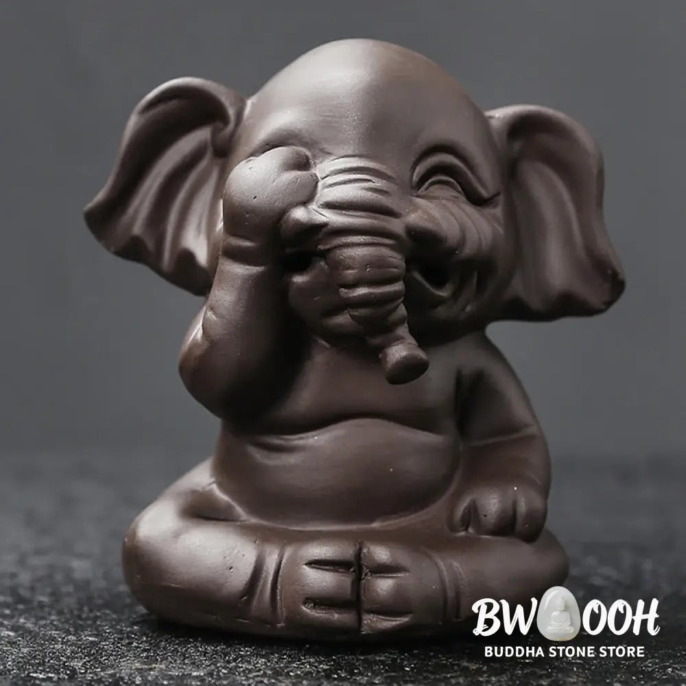 BWOOOH handcrafted backflow incense burner - Cute Elephant Purple Clay Backflow 