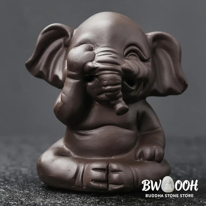BWOOOH handcrafted backflow incense burner - Cute Elephant Purple Clay Backflow 