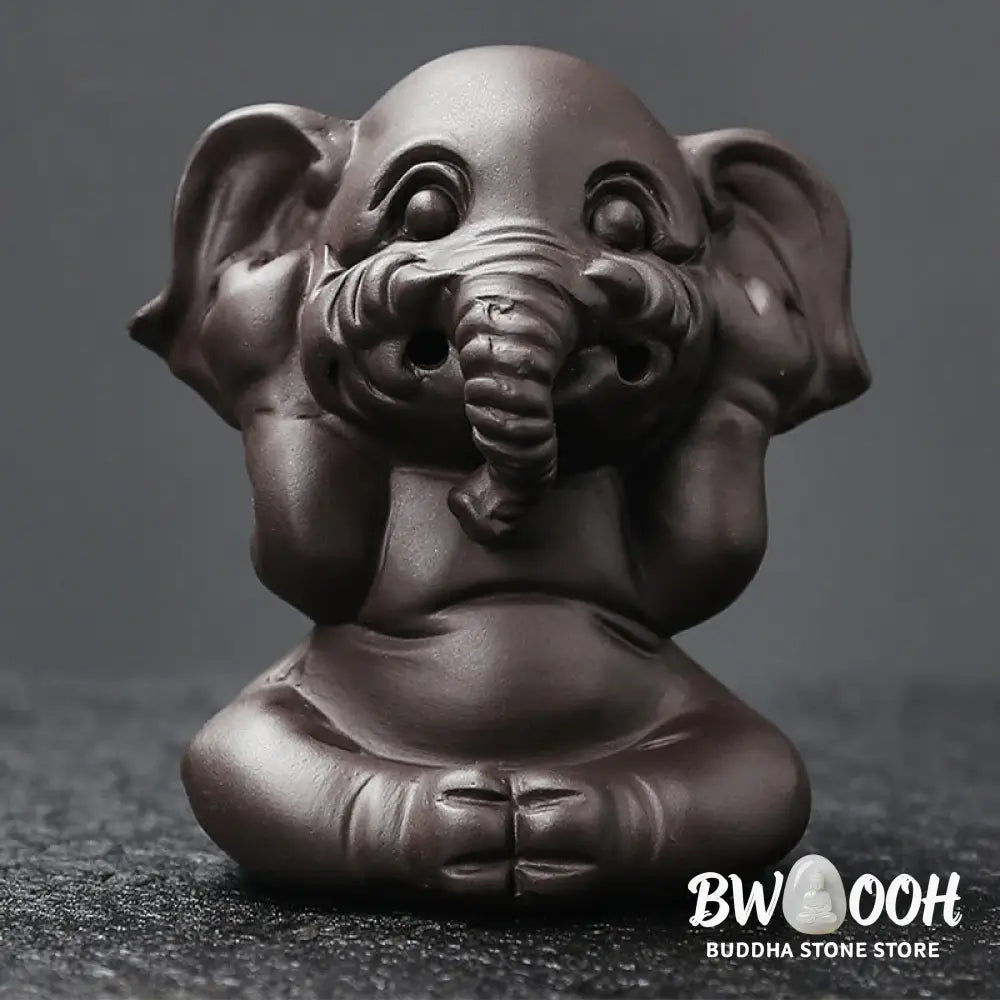 BWOOOH handcrafted backflow incense burner - Cute Elephant Purple Clay Backflow 