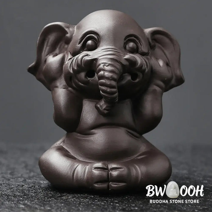 BWOOOH handcrafted backflow incense burner - Cute Elephant Purple Clay Backflow 