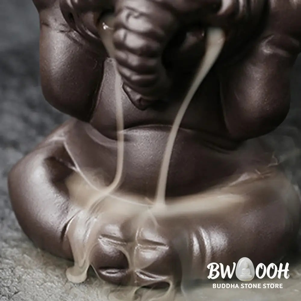 BWOOOH handcrafted backflow incense burner - Cute Elephant Purple Clay Backflow 