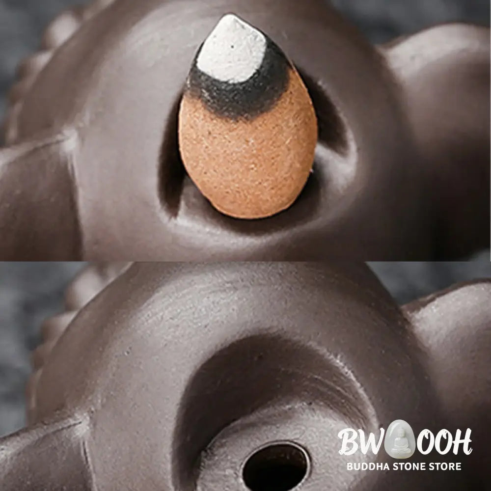 BWOOOH handcrafted backflow incense burner - Cute Elephant Purple Clay Backflow 