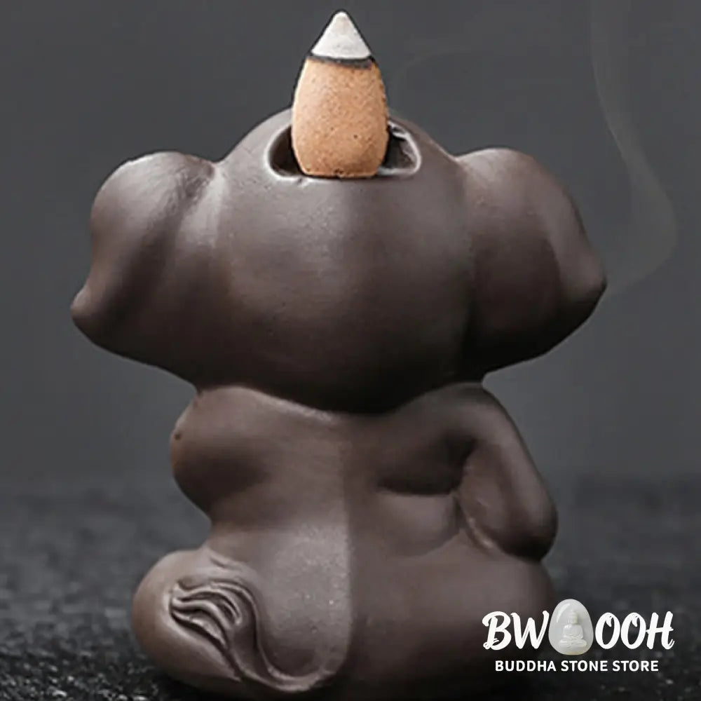 BWOOOH handcrafted backflow incense burner - Cute Elephant Purple Clay Backflow 