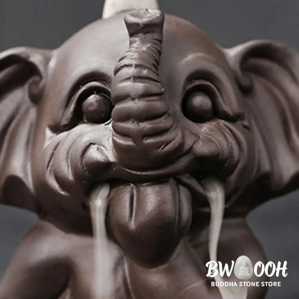 BWOOOH handcrafted backflow incense burner - Cute Elephant Purple Clay Backflow 
