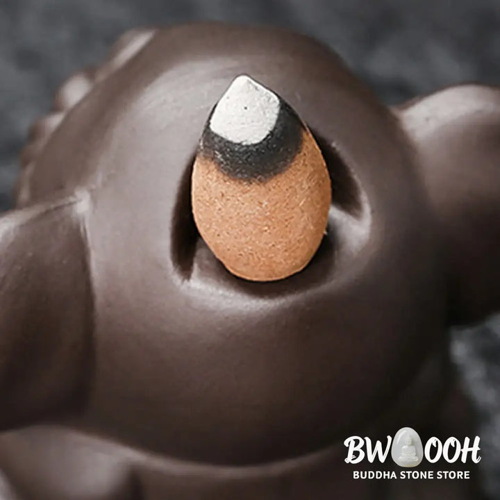 BWOOOH handcrafted backflow incense burner - Cute Elephant Purple Clay Backflow 