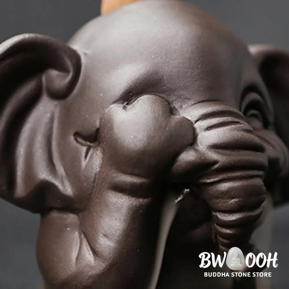 BWOOOH handcrafted backflow incense burner - Cute Elephant Purple Clay Backflow 