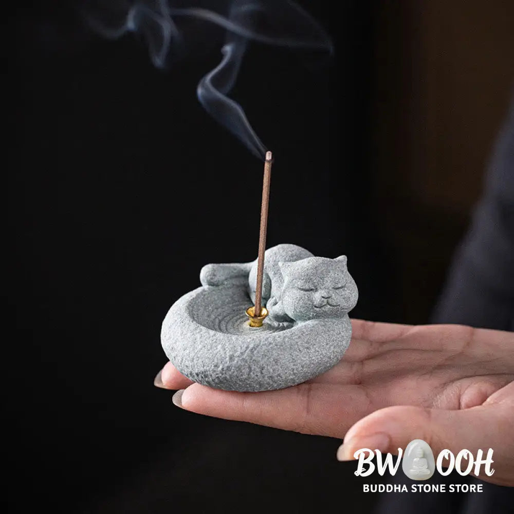BWOOOH handcrafted incense burner - Cute Lazy Standing Cat Healing Ince