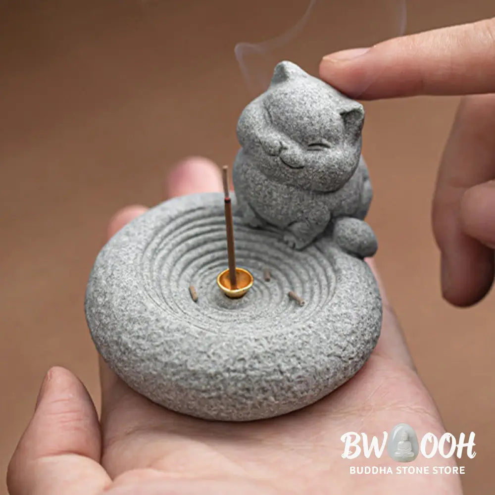 BWOOOH handcrafted incense burner - Cute Lazy Standing Cat Healing Ince