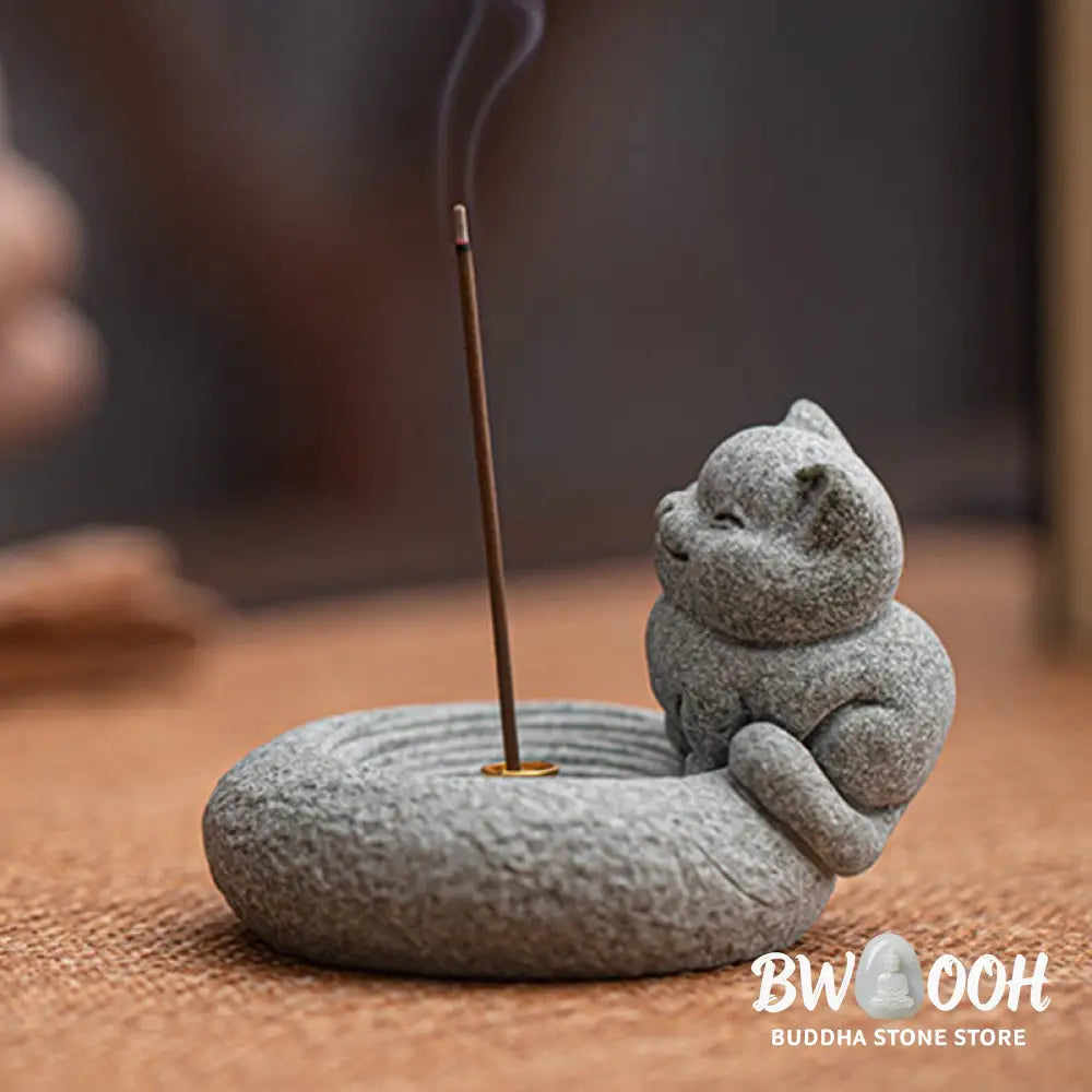BWOOOH handcrafted incense burner - Cute Lazy Standing Cat Healing Ince