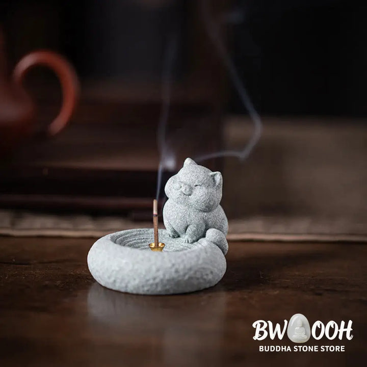 BWOOOH handcrafted incense burner - Cute Lazy Standing Cat Healing Ince