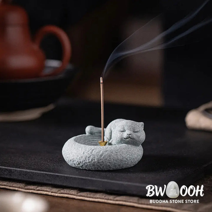 BWOOOH handcrafted incense burner - Cute Lazy Standing Cat Healing Ince