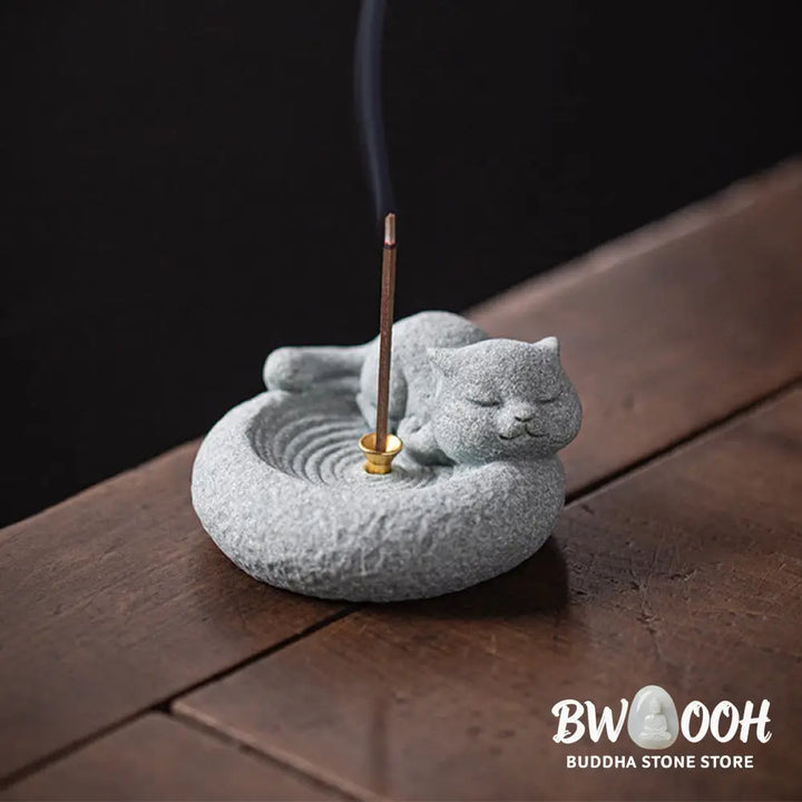 BWOOOH handcrafted incense burner - Cute Lazy Standing Cat Healing Ince