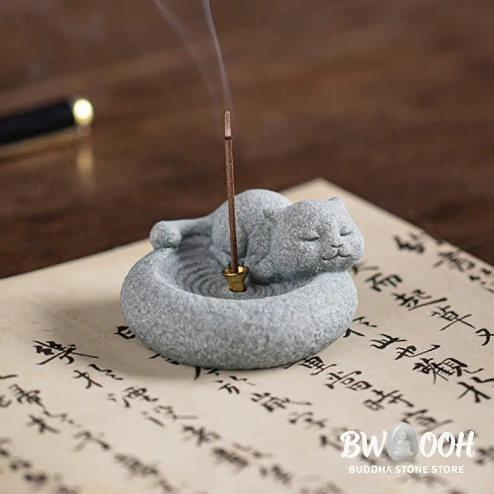 BWOOOH handcrafted incense burner - Cute Lazy Standing Cat Healing Ince