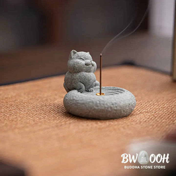 BWOOOH handcrafted incense burner - Cute Lazy Standing Cat Healing Ince