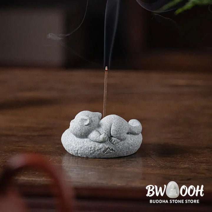 BWOOOH handcrafted incense burner - Cute Lazy Standing Cat Healing Ince