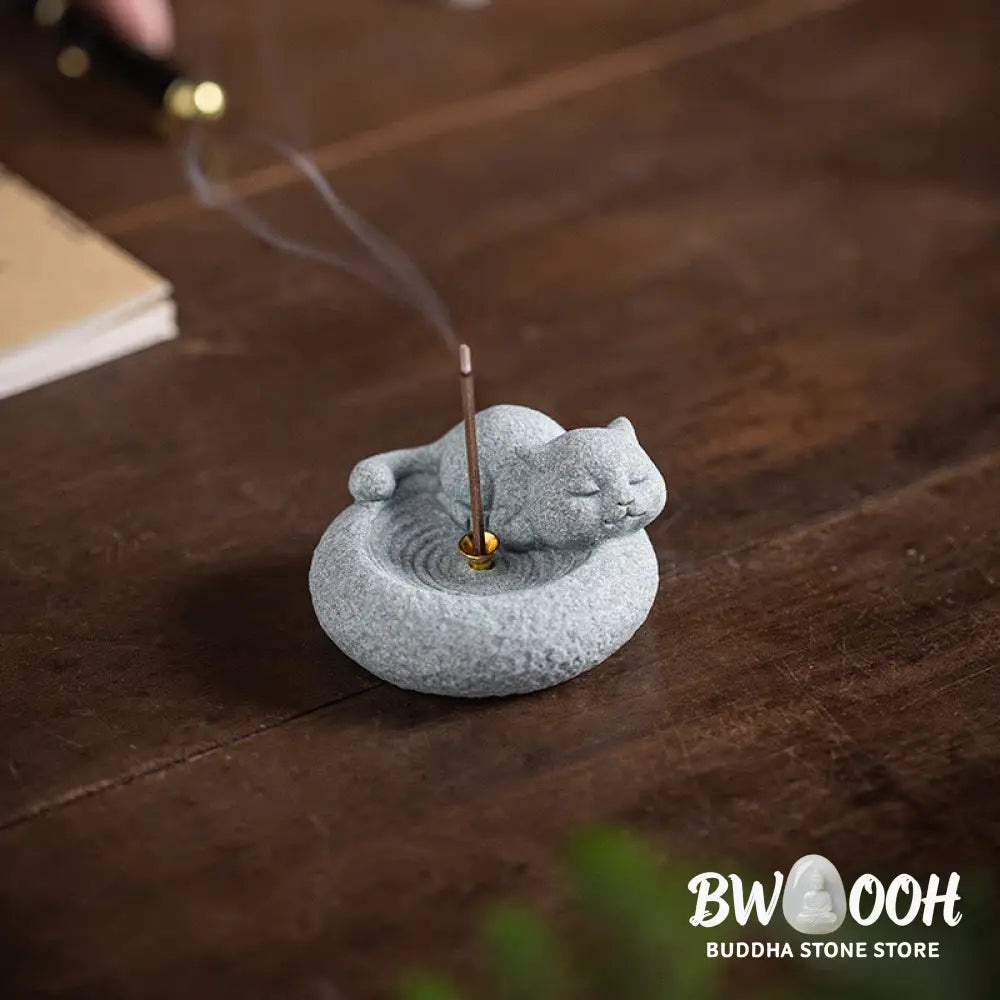 BWOOOH handcrafted incense burner - Cute Lazy Standing Cat Healing Ince