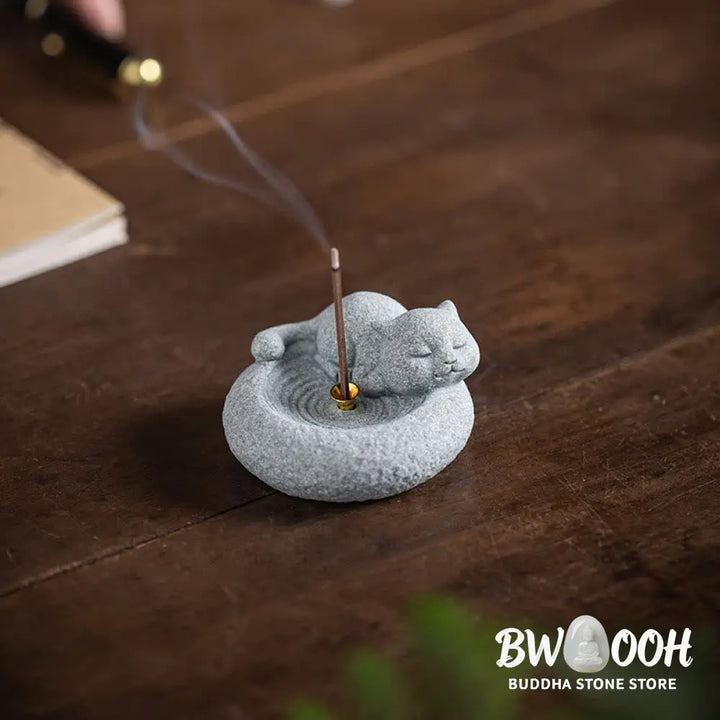 BWOOOH handcrafted incense burner - Cute Lazy Standing Cat Healing Ince