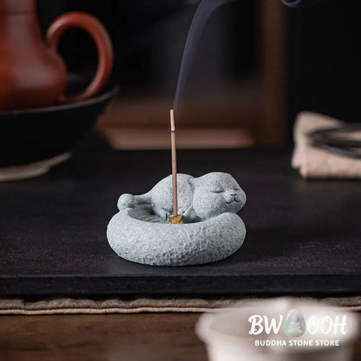 BWOOOH handcrafted incense burner - Cute Lazy Standing Cat Healing Ince