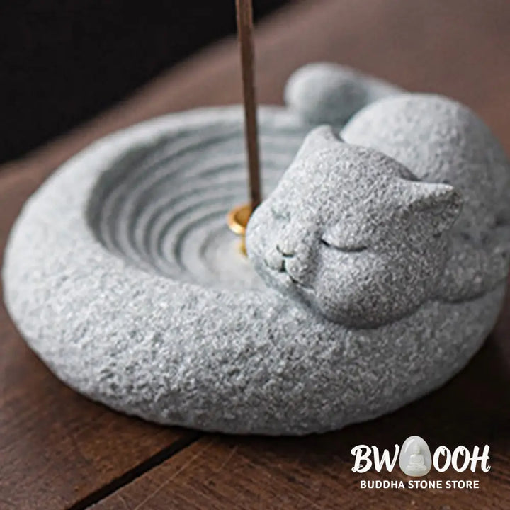 BWOOOH handcrafted incense burner - Cute Lazy Standing Cat Healing Ince