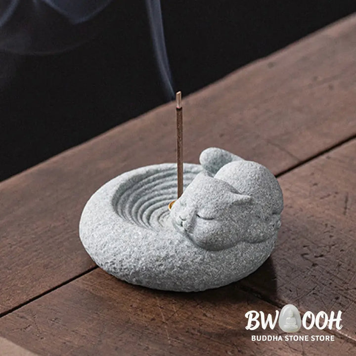 BWOOOH handcrafted incense burner - Cute Lazy Standing Cat Healing Ince
