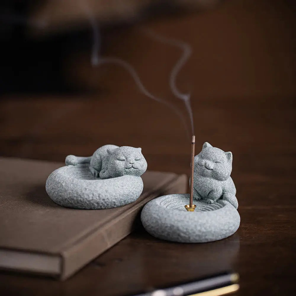BWOOOH handcrafted incense burner - Cute Lazy Standing Cat Healing Ince