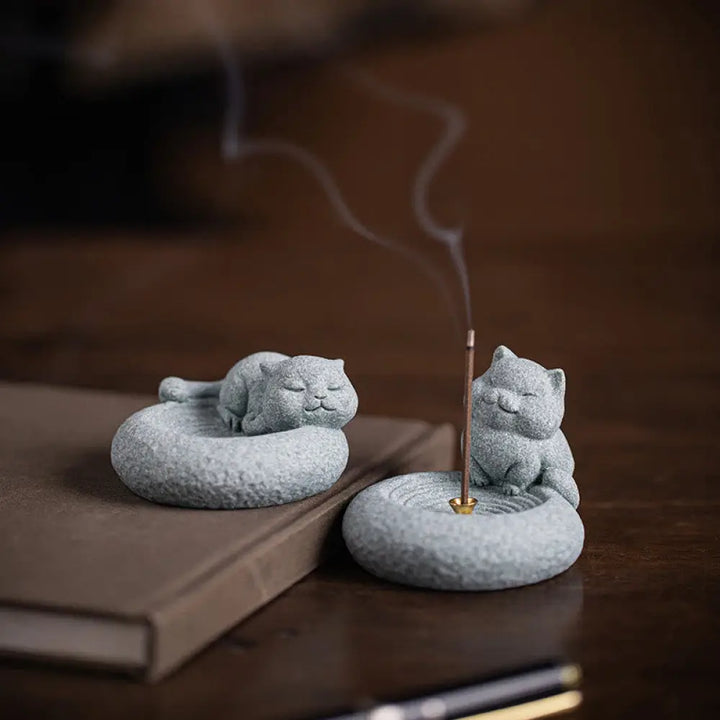 BWOOOH handcrafted incense burner - Cute Lazy Standing Cat Healing Ince