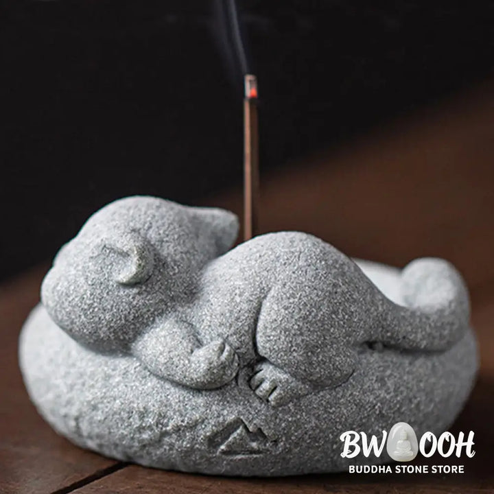 BWOOOH handcrafted incense burner - Cute Lazy Standing Cat Healing Ince