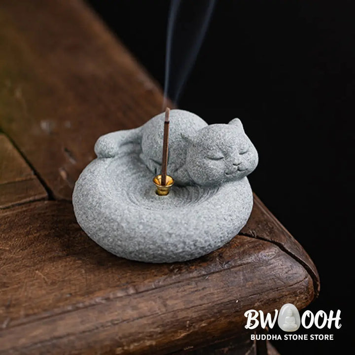 BWOOOH handcrafted incense burner - Cute Lazy Standing Cat Healing Ince