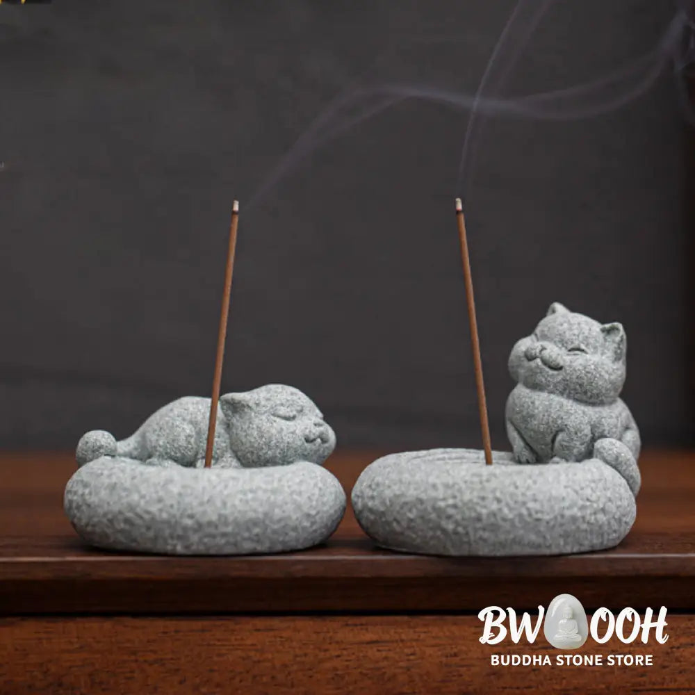 BWOOOH handcrafted incense burner - Cute Lazy Standing Cat Healing Ince