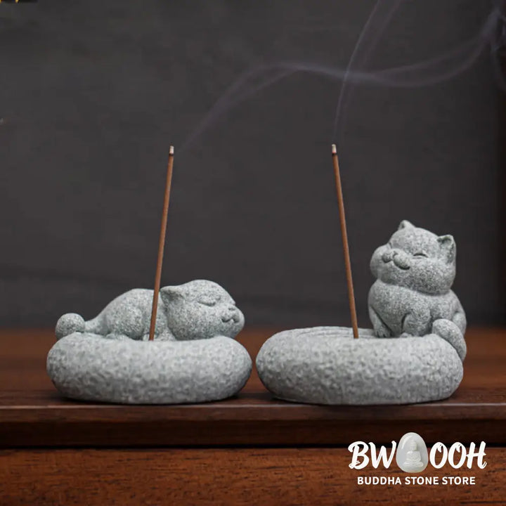 BWOOOH handcrafted incense burner - Cute Lazy Standing Cat Healing Ince