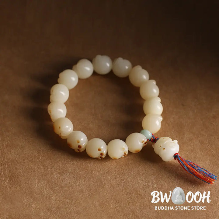 BWOOOH Cute Lucky Cat Bodhi Seed Cat Paw Harmony Bracelet - Bodhi Seed Cat Paw Colorful Tassel - Bracelet