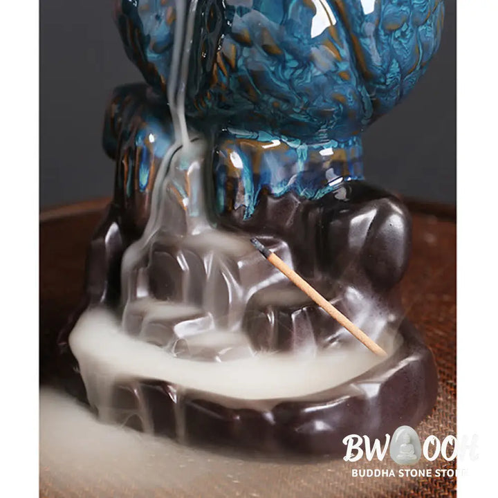 BWOOOH Cute Owl Ceramic Backflow Smoke Fountain Meditation Healing Incense Burner Decoration - Owl - Incense
