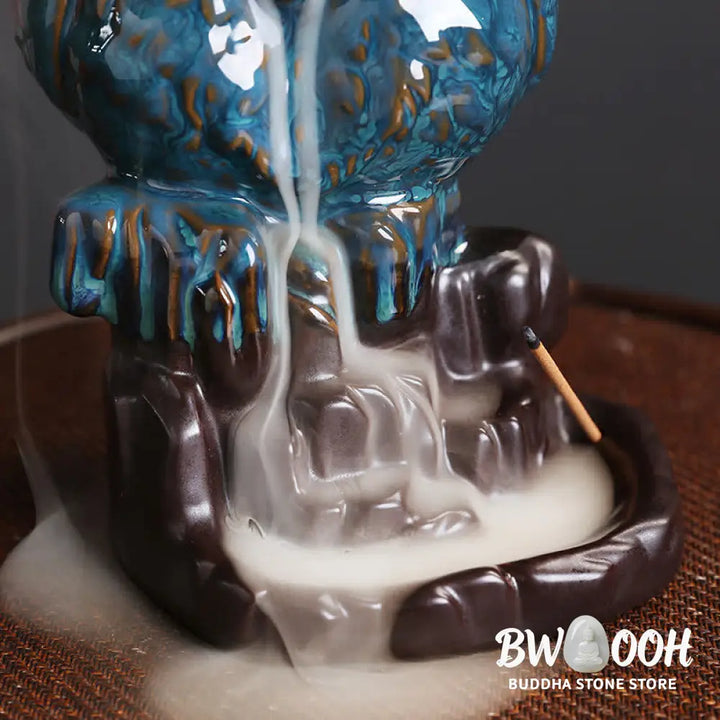 BWOOOH Cute Owl Ceramic Backflow Smoke Fountain Meditation Healing Incense Burner Decoration - Owl - Incense
