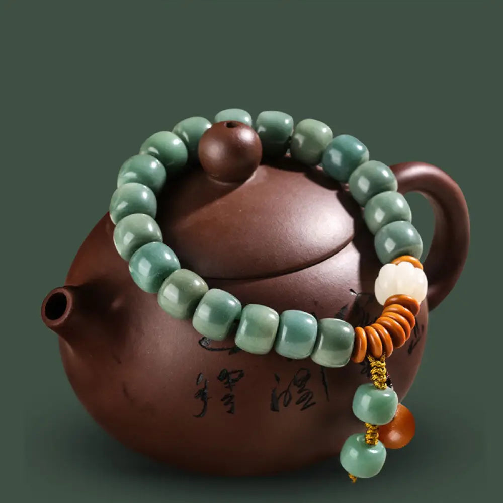 Buddha Stones Cyan Bodhi Seed Success Bracelet - BWOOOH - Bodhi Seed - Bracelet